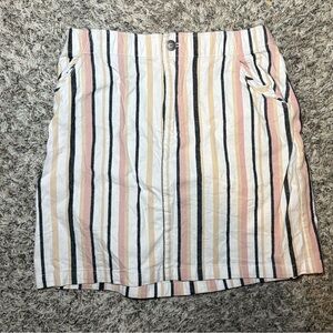 Hollister Striped Cotton Blend Mini Skirt in White, Pink & Tan